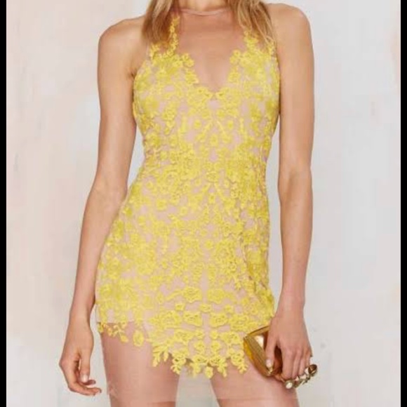 For Love And Lemons Dresses & Skirts - For love & lemons yellow lace dress excellent condition